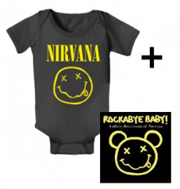 Idea regalo body bebè rock bambino Nirvana Smiley & Rockabye Baby Nirvana