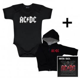 Idea regalo maglia bebè con cerniera/cappuccio AC/DC Black Ice & body bebè AC/DC