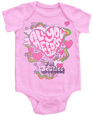 body bebè rock bambino Beatles All You Need Is Love Pink