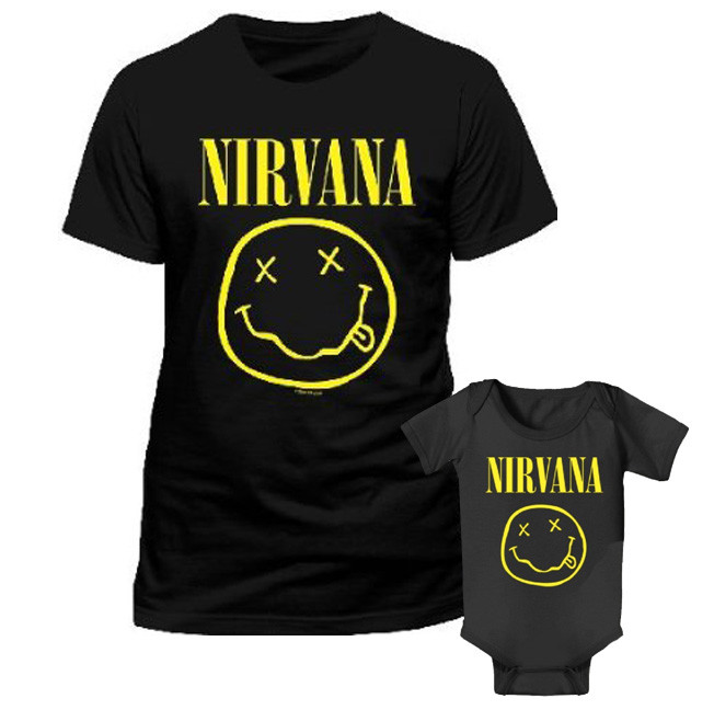 Duo Rockset t-shirt per papà Nirvana e Body Bebè Nirvana