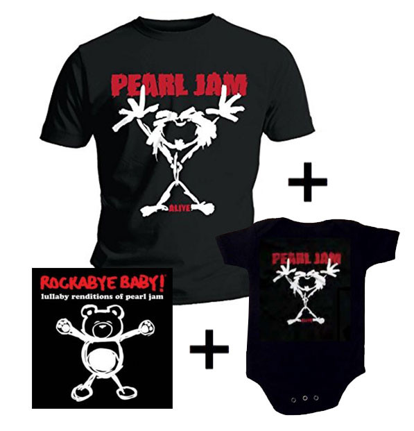 Duo Rockset t-shirt per papà Pearl Jam e Body Bebè Pearl Jam e CD