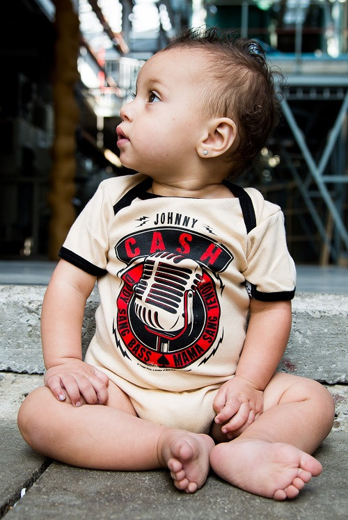 Johnny Cash baby romper Daddy Sang Bass photoshoot